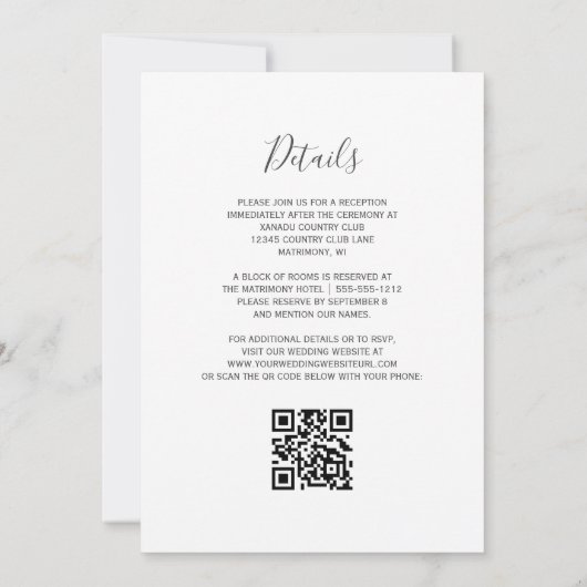Teal Rose Gold Agate QR Code Wedding Invitation 招待状 (裏面)