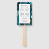 Teal Rose Gold Agate White Wedding Program ハンドファン (裏面)