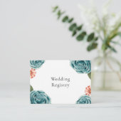 Teal Rose & Orange Daisy Wedding Registry エンクロージャーカード (スタンド正面)