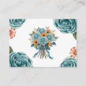 Teal Rose & Orange Daisy  Wedding Save The Date エンクロージャーカード (裏面)