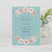 Teal Rose Painterly Enchantment Wedding 招待状 (スタンド正面)