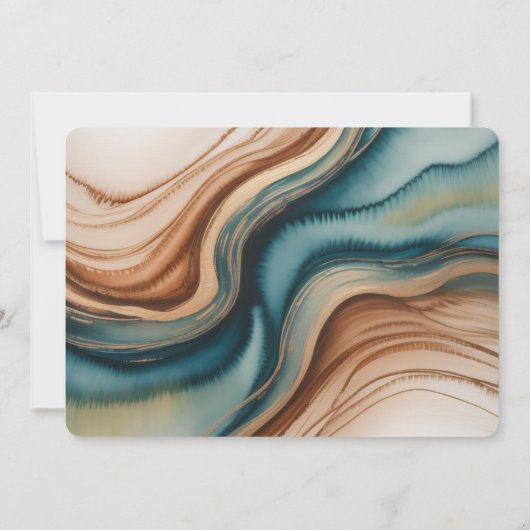 Teal Roses And Bronze Leaves Rehearsal Dinner 招待状 (裏面)