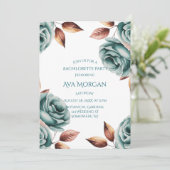 Teal Roses and Copper Leaves Bachelorette Party 招待状 (スタンド正面)