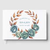 Teal Roses and Copper Leaves Wedding ゲストブック (正面)