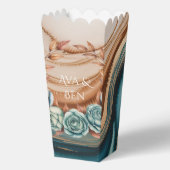 Teal Roses and Copper Leaves Wedding フェイバーボックス (裏面)