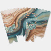 Teal Roses and Copper Leaves Wedding フェイバーボックス (見開き)