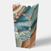 Teal Roses and Copper Leaves Wedding フェイバーボックス (正面)