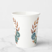 Teal Roses and Copper Leaves Wedding 紙コップ (左)