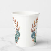 Teal Roses and Copper Leaves Wedding 紙コップ (右)