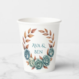 Teal Roses and Copper Leaves Wedding 紙コップ