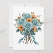 Teal Roses and Orange Floral Bridesmaids Luncheon 招待状 (裏面)
