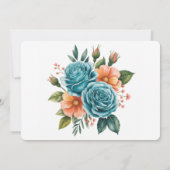 Teal Roses and Orange Floral Rehearsal Dinner 招待状 (裏面)