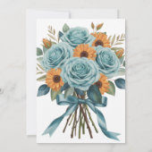Teal Roses and Orange Floral Wedding Celebration 招待状 (裏面)