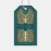 Teal Royal Medieval Gold Sword Wedding Welcome ギフトタグ (正面)