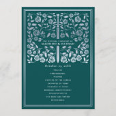 Teal Royal Medieval Silver Sword Wedding Program プログラム (正面)