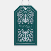 Teal Royal Medieval Silver Sword Wedding Welcome ギフトタグ (正面)