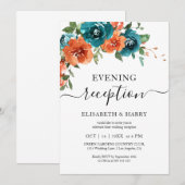 Teal Rust Burnt Orange Floral Fall Wedding  招待状 (正面/裏面)