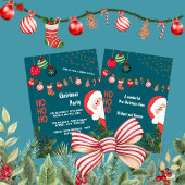 Teal Santa & Ornaments Christmas Party 招待状
