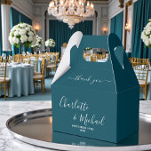 Teal Script Minimalist Wedding Thank You フェイバーボックス