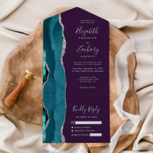 Teal Silver Agate Purple Wedding