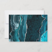 Teal Silver Agate Purple Wedding 出欠カード (裏面)