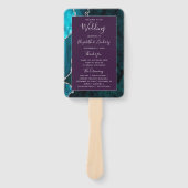 Teal Silver Agate Purple Wedding Program ハンドファン (正面)