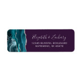 Teal Silver Agate Purple Wedding Return Address ラベル (正面)