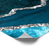 Teal Silver Agate Wedding Seating Chart 12 Table ポスター (角)