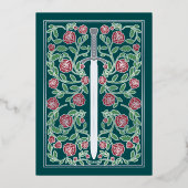 Teal Silver Royal Sword Medieval Fantasy Wedding  箔招待状 (裏面)