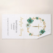 Teal & Sky Blue Flowers Orthodox Baptism Gift     バスタオル (バスタオル)