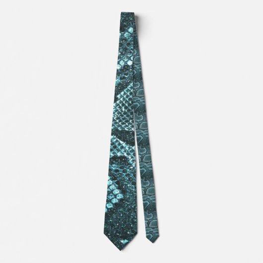 teal snake skin print, snake scales pattern ネクタイ (正面)