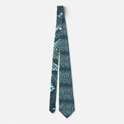 teal snake skin print, snake scales pattern ネクタイ (裏面)