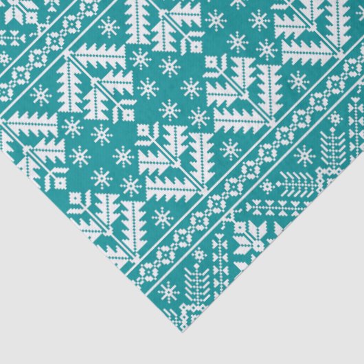 Teal Snowflake & Floral Fair Isle Christmas 薄葉紙 (詳細)