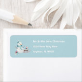 Teal Snowman Custom Return Address Holiday ラベル (インサイチュ)