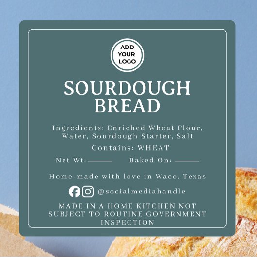 Teal Sourdough Ingredient Cottage Law Sticker スクエアシール