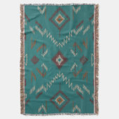 Teal Southwest Navajo Geometric スローブランケット (正面縦)
