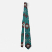 Teal Southwest Navajo Geometric ネクタイ (裏面)