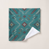 Teal Southwest Navajo Geometric バスタオルセット (ウォッシュタオル)