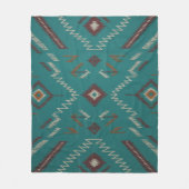 Teal Southwest Navajo Geometric フリースブランケット (正面)