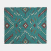 Teal Southwest Navajo Geometric フリースブランケット (正面(横))