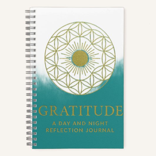 Teal Spiritual Gratitude Spiral Journal ノートブック (正面)