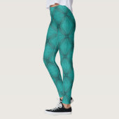 Teal star Lattice Geometric pattern レギンス (左)