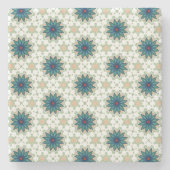 Teal Starburst Tile Pattern ストーンコースター (正面)