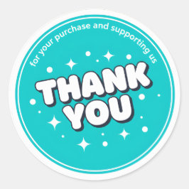 Teal Stars Thank You Business Sticker ラウンドシール