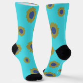Teal Sunflower Pattern Women's Socks ソックス (傾斜あり)