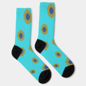 Teal Sunflower Pattern Women's Socks ソックス (右)