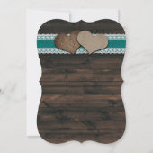 Teal Sunflower Rustic Wood String Lights Wedding 招待状 (裏面)