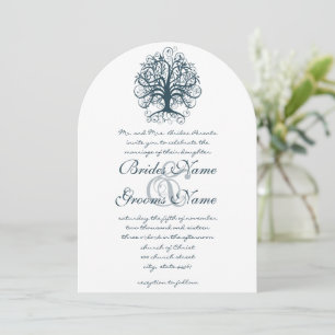 Teal Swirl Tree Roots of Love Wedding Invitate 招待状
