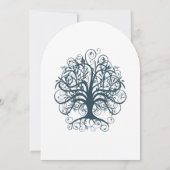 Teal Swirl Tree Roots of Love Wedding Invitate 招待状 (裏面)