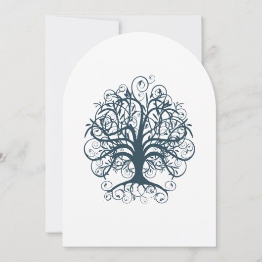Teal Swirl Tree Roots of Love Wedding Invitate 招待状 (裏面)